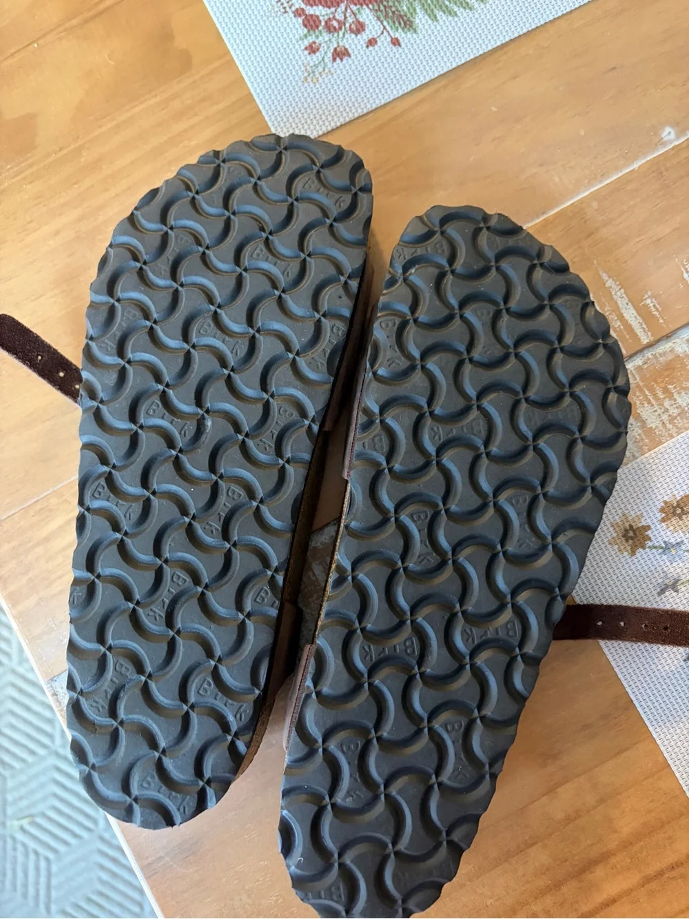 Birkenstock Brown Suede Soft Footbed Sandals - Picture 2 of 6